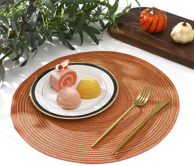 SHACOS Round Placemats Set of 4 Woven Braided Place Mats Table Placemats 15 - Image 9