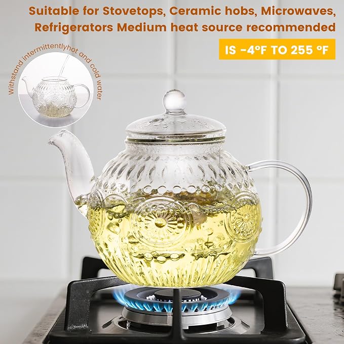Bandesun Vintage Glass Teapot, Tea Kettle - Image 4