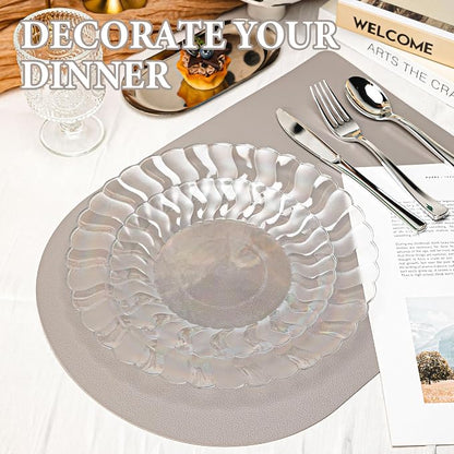 Lullaby 60PCS Clear Scalloped Plastic Plates, Disposable Plates - Image 4