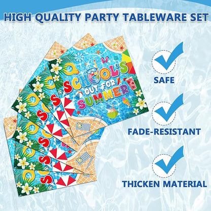 EUOYUFO 96Pcs School's Out for Summer Paper Plates Napkins Forks End of School - Image 3