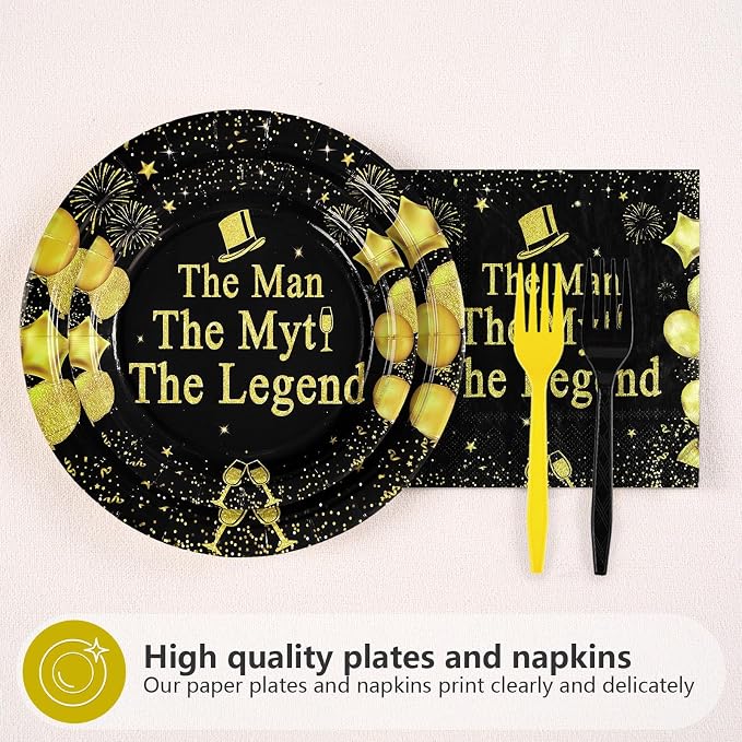 96 Pcs The Man The Myth The Legend Party Decorations, Serves 24 | Mens Birthday - Image 3