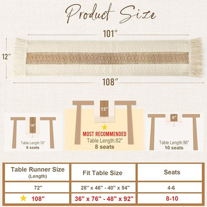 OurWarm Splicing Burlap Table Runner Farmhouse Style, Boho Table Runner Modern - Image 5