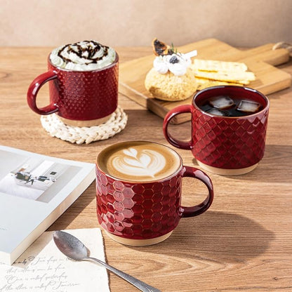 GBhome 15 OZ Stackable Coffee Mugs Set of 4, Ceramic Coffee Cups Set | 4 - Image 6