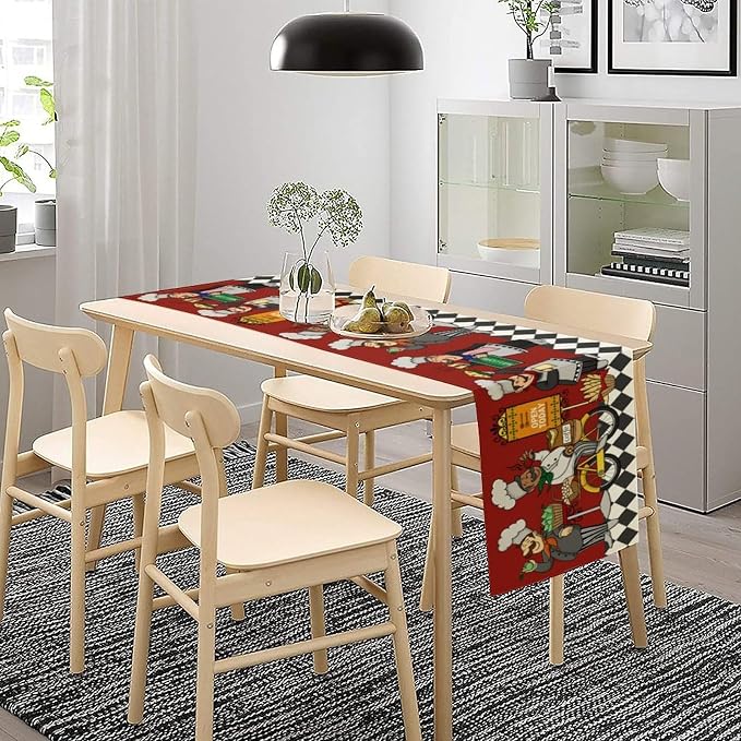 Retro Chef Table Runner, Farmhouse Burlap Table Runners - Image 3