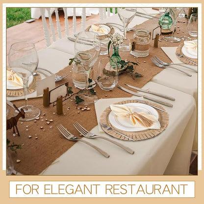 Gejoy 18 Pcs Round Burlap Placemats Wood Bead Napkin Rings - Image 5
