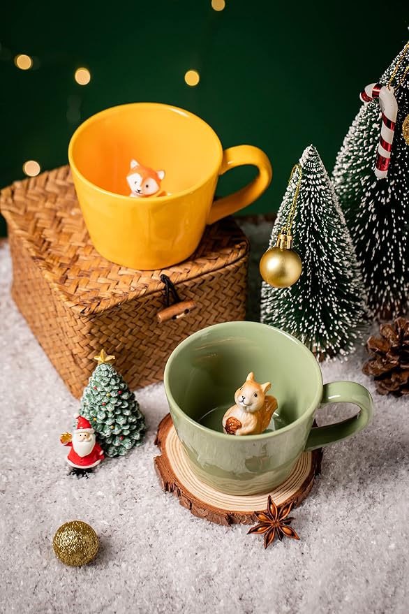 DIHOclub Fox Ceramic Cup Hidden 3D Animal Inside Mug, Cute Cartoon Handmade - Image 4