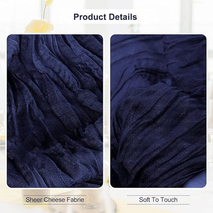 1 Pack Navy Blue Cheesecloth Table Runner 35x120 Inch 10Ft Rustic Gauze Cheese - Image 2