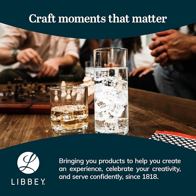 Libbey Miles Tumbler and Rocks Bar Drinkware Glasses Set, Sleek Glass Drinking - Image 6