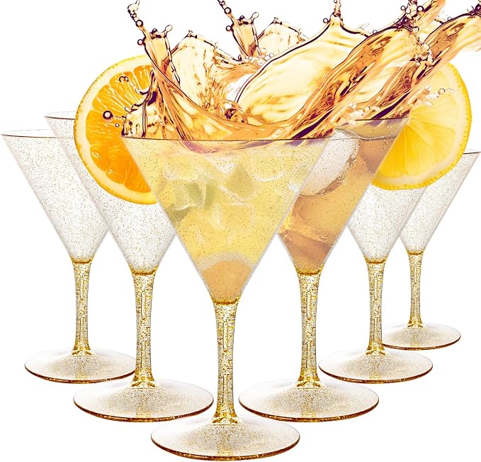Liacere Martini Glasses Set of 6-11oz Plastic Gold Plastic Martini by Liacere