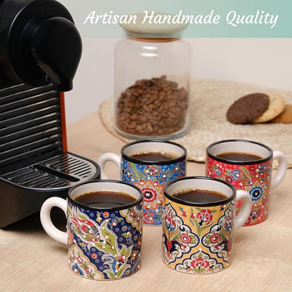 Ceramic Espresso Cups, 5 Oz Espresso Cups Set of 4, Handmade Espresso Cup - Image 3