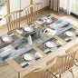 Emvency Table Runner and Placemats Set of 6, Abstract Farmhouse Painting | Blue by Emvency