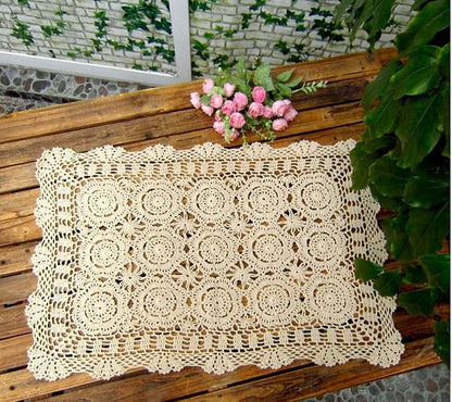 Damanni Rectangular Cotton Handmade Crochet Lace Table Runner Doilies Table - Image 2