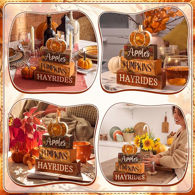 Moucuny 4 Pcs Fall Pumpkin Decor Fall Decorations - Image 7
