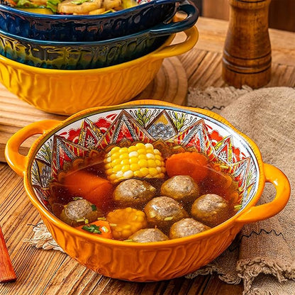 2 Pack Boho Ceramic Serving Bowls - Image 2