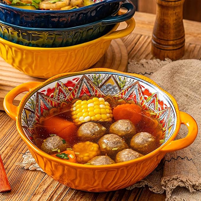 XKXKKE 4 Pack Boho Ceramic Serving Bowls - Image 4