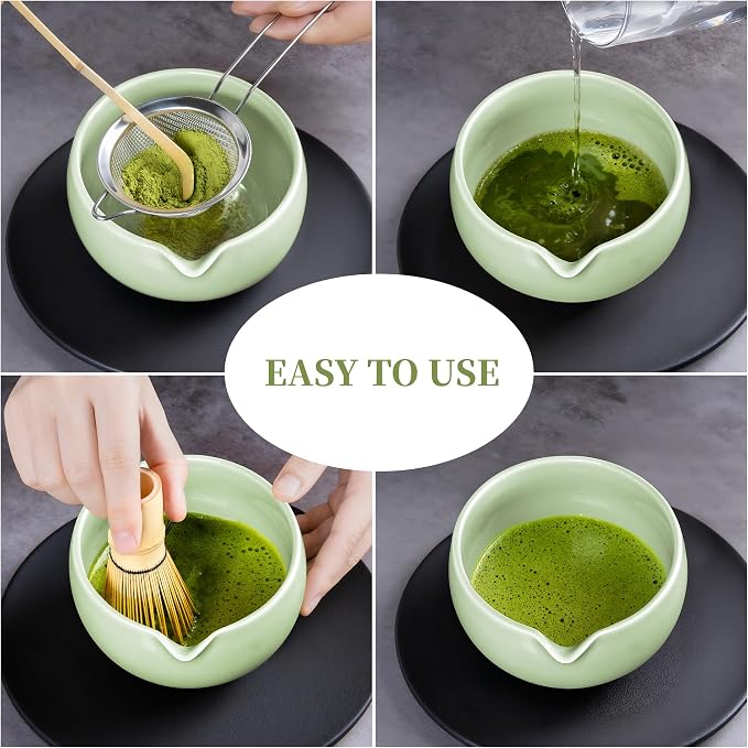 YIBO Matcha Whisk Set, Matcha Kit Bamboo Whisk and Ceramic Bowl - Image 3