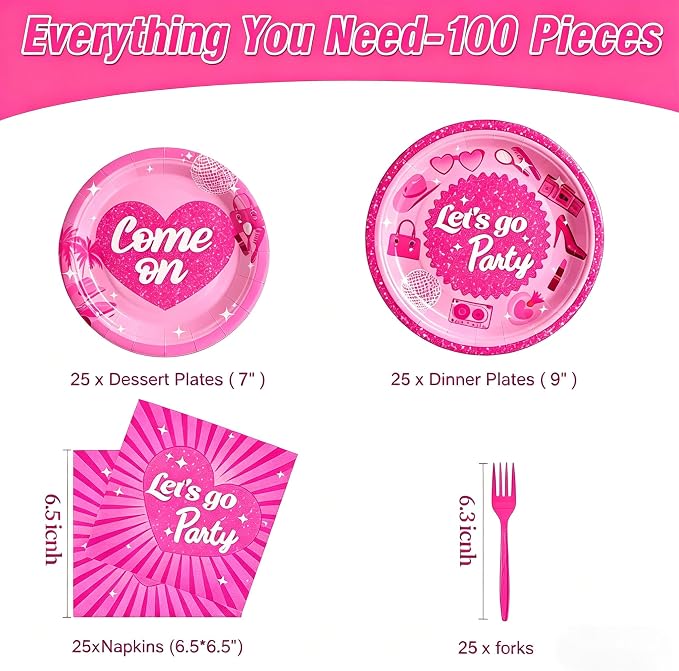 100 Pcs Disposable Let's Go Party Tableware Set - Image 7