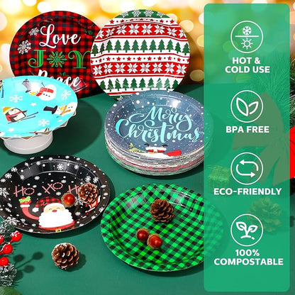 Gerrii 60 Pcs Christmas Party Plates 7 Inch Xmas Holiday Disposable Paper - Image 2