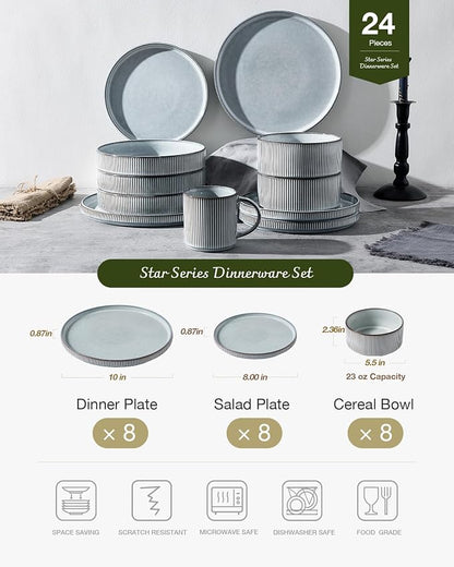 Famiware Star Ceramic Plates and Bowls Sets, Reactive Glaze Dishes - Image 3