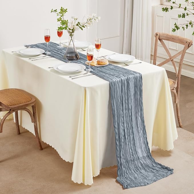 AGIRL 12 Pack Dusty Blue Cheesecloth Table Runner 10FT Boho Home Decor | Rustic - Image 7