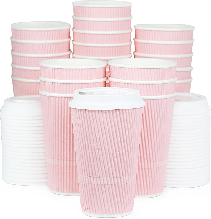 Disposable Coffee Cups With Lids - 16 oz To Go Coffee Cup. Large Travel Cups - Image 6