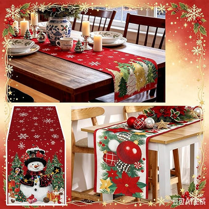 Gilprop 3 Pcs 4th of July Table Runners Snowman Tablecloth, 13x72 Inch | - Image 3