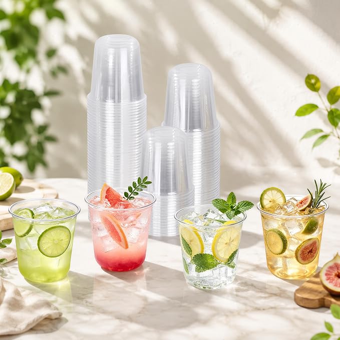 KesaPlan 200 Pcs 12oz Plastic Clear Cups, Disposable Wine Cocktail Glasses | - Image 2