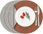Myir JUN Reversible Vinyl Round Placemats Set of 4, Faux Leather Place Mats Dual Sided Waterproof Wipeable, Heat-Resistant Table Mats for Kitchen Dining Indoor Outdoor (14", Light Gray Reddish Brown)