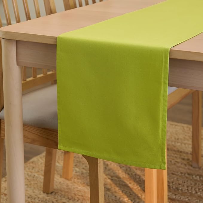 Encasa XO Table Runner, Cotton Canvas Dining Runner 13"x91" | Lime Green by EncasaXO