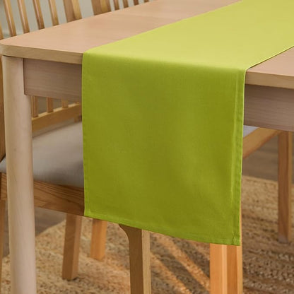 Encasa XO Table Runner, Cotton Canvas Dining Runner 13"x91" | Lime Green by EncasaXO