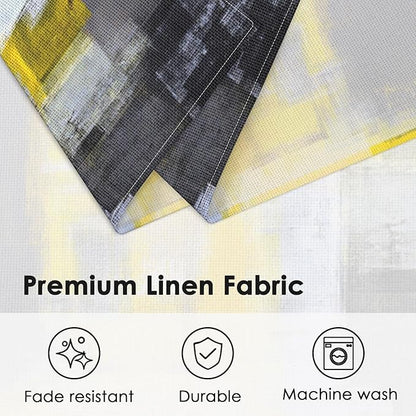 Emvency Farmhouse Placemats Set of 4, Vintage Yellow and Dark Gray Abstract Art Painting 12x18 Inch Table Mats for Outdoor Home Party Kitchen Dining Decoration