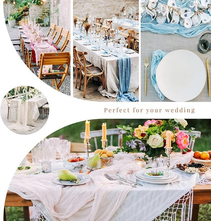 YMHPRIDE 12 Pack Cheesecloth Table Runner 35x120in Navy Blue Table Runner | - Image 7