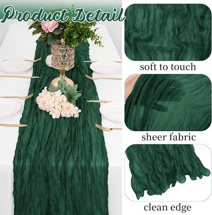 16 Pack Emerald Green Cheesecloth Table Runners 20x120 Inch Gauze Table Runner - Image 3