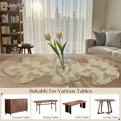 FAVE Gold Small Table Runner 36 Inch Dresser Vinyl Runner | Heat Resistant - Image 7