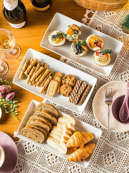 Gomakren 3 Tier Serving Trays Stand Porcelain Serving Platters 12 Inch White Serving Plates Dinner Platters for Appetizer Snack Fruit Cup Cake Tray Display Christmas Serving Dishes for Entertaining
