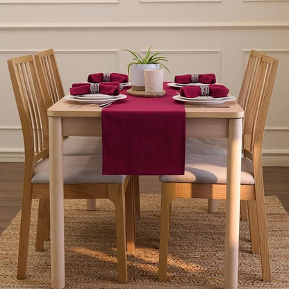 Encasa XO Table Runner, Cotton Canvas Dining Runner 13"x91" | Rich Maroon - Image 4