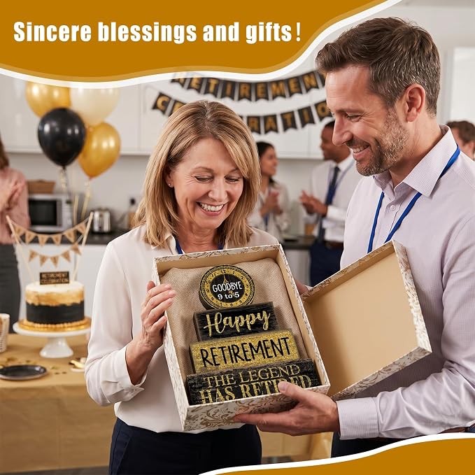 Moucuny 4 Pcs Retirement Party Decorations Happy Retirement Table Decor Black - Image 5