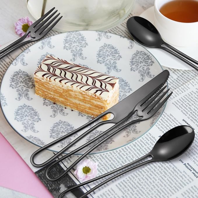 Black Silverware Hollow Flatware Set - Image 2