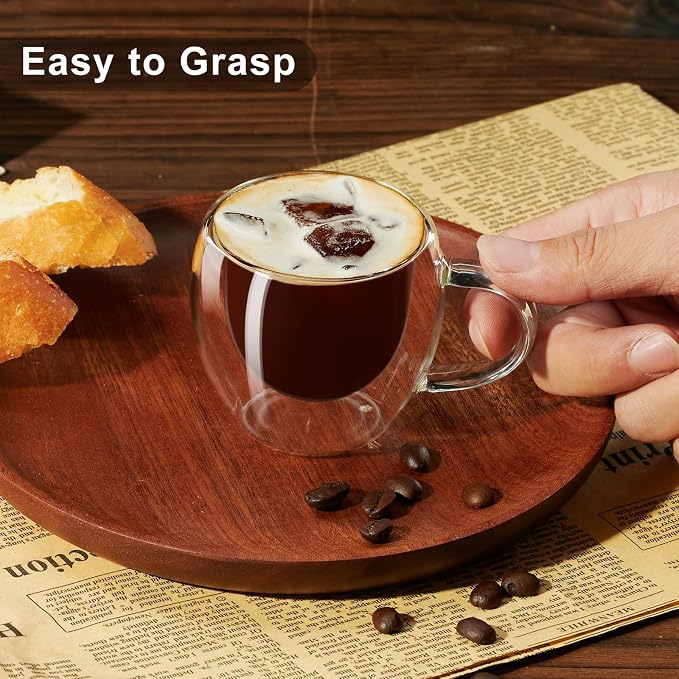 PARACITY Double Wall Glass Espresso Cups, 2.7 oz Expresso Shots, cappuccino - Image 4