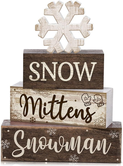 Moucuny 4 Pcs Winter Table Decorations Wooden Snowflake Decor Christmas Tiered by Moucuny