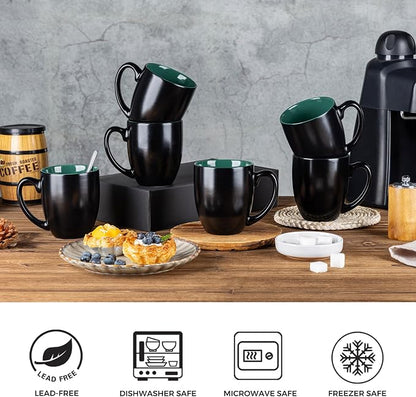 GBhome 16 oz Coffee Mugs Set of 6, Ceramic Coffee Cups- Green - Image 8