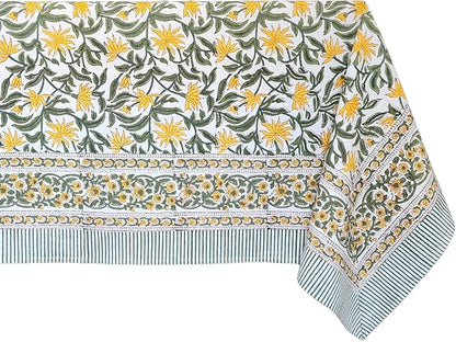 ATOSII 'Noor' 100% Cotton Boho Square Tablecloth, Handblock Floral Print Linen Table Cloth for Dining Table I Tabletop I Parties/Outdoor I Wedding I Spring/Summer (60" X 60")