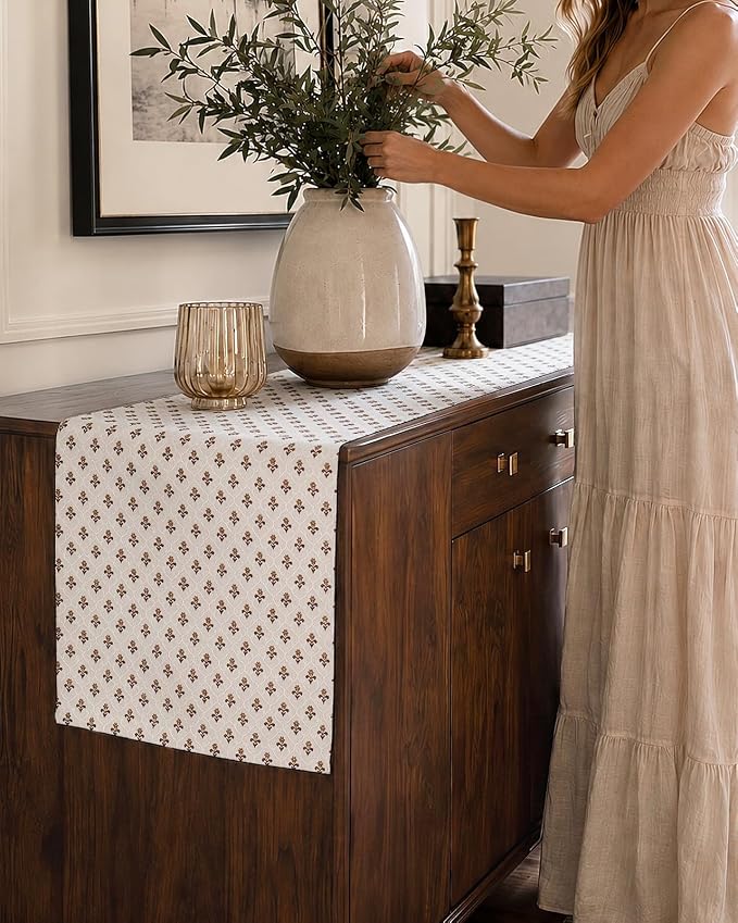 13"x 72" Jacquard Woven Chenille Table Runner, Floret Grace | Exquisite Jacquard - Image 6