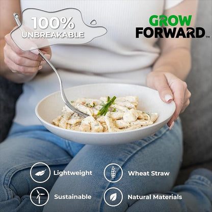 Grow Forward Premium Wheat Straw Pasta Bowls - 30oz Unbreakable Wide & Shallow - Image 4