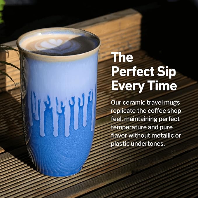 NOVA CERAMICS Ceramic Tumbler– Blue Ceramic Mug – Microwave & Dishwasher Safe - Image 4