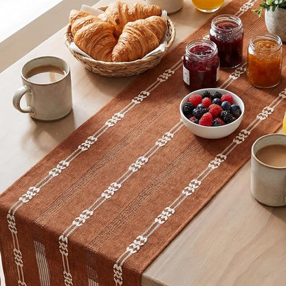 Artoid Mode Caramel Farmhouse Embroidered Hollow Table Runner, Seasonal Fall - Image 3