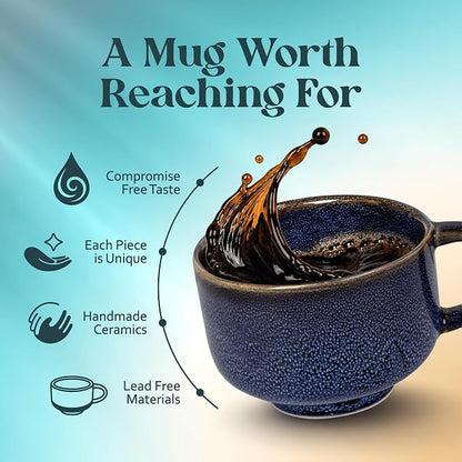 NOVA CERAMICS Navy Blue Extra Large Coffee Mug - 16 oz Ceramic Mug - Abyss | - Image 3