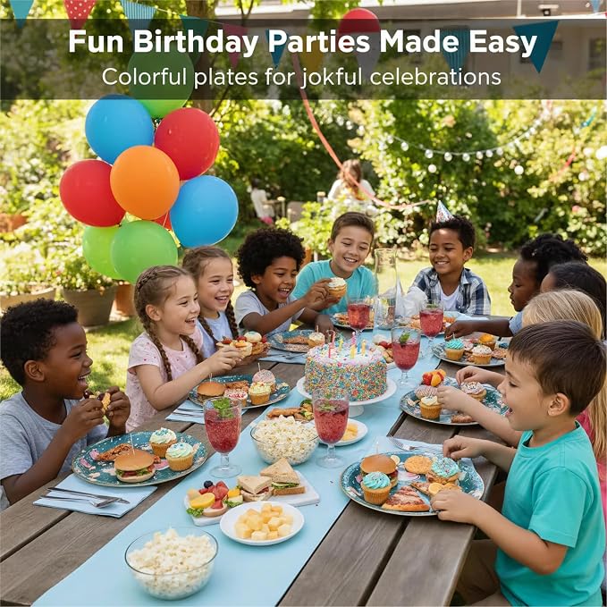 50PCS Happy Birthday Paper Plates 9Inch – Colorful Disposable Plates - Image 7