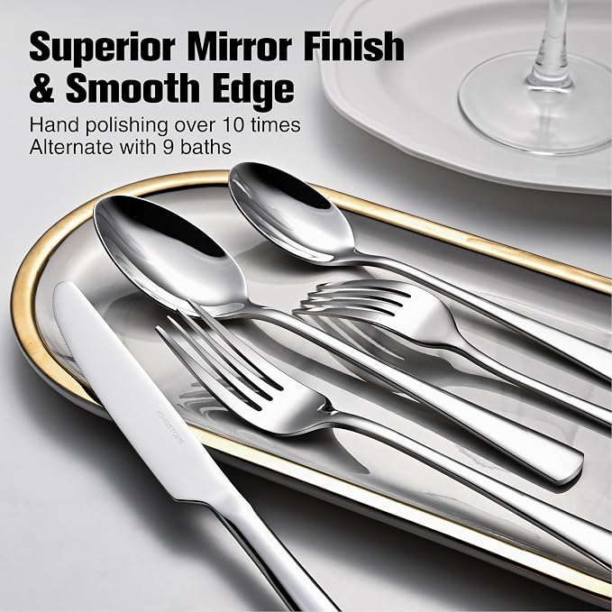Silverware Set for 8, 40-Piece Forged 18/10 Stainless Steel Flatware Set - Image 4