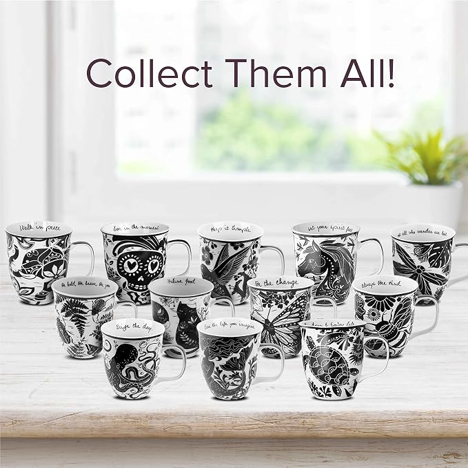 Karma Gifts 16 oz Black and White Boho Mug Sea Turtle - Image 7